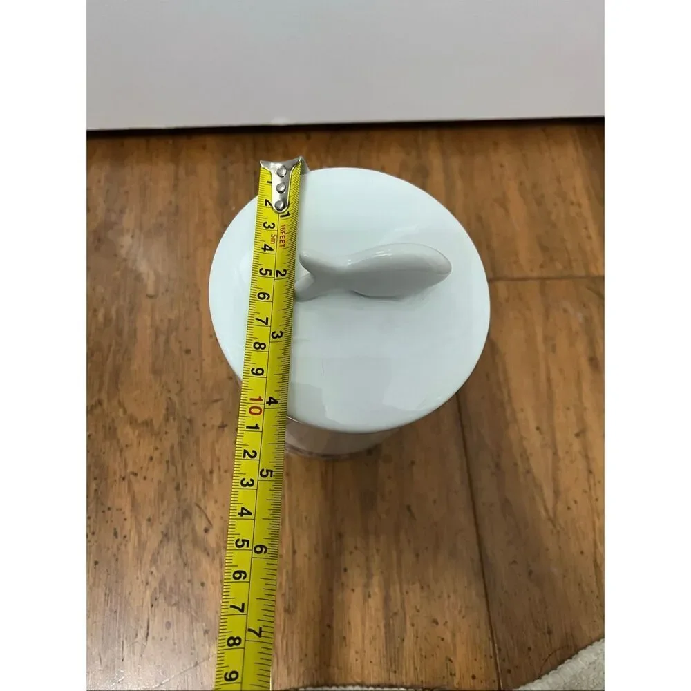 Crate & Barrel ceramic cat treat canister